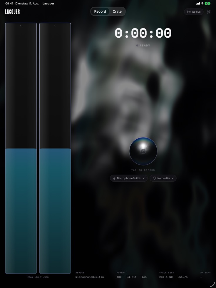 Lacquer record screen on iPad